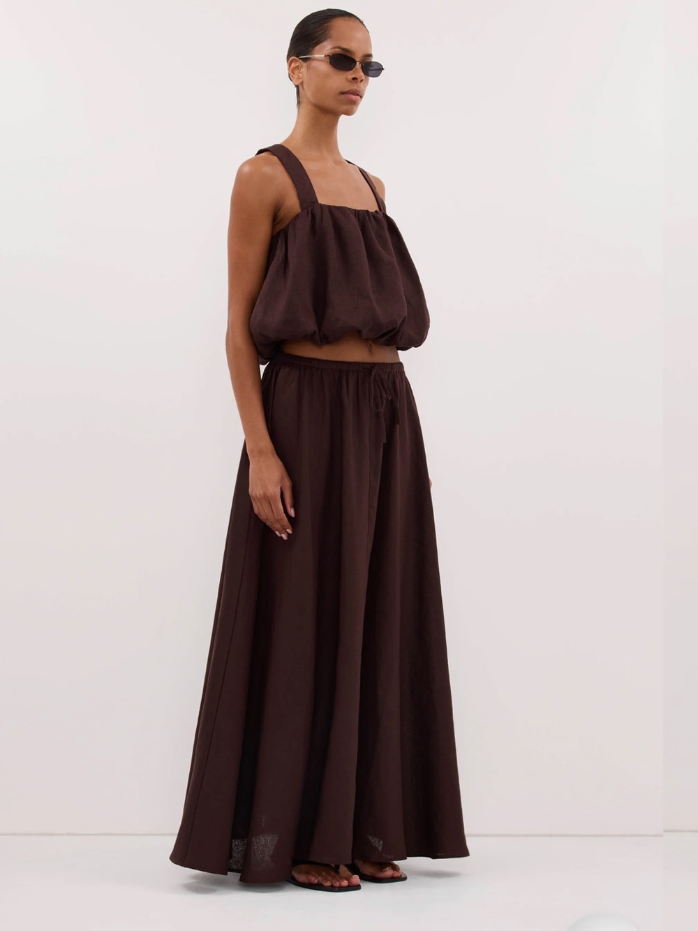 NWT!!!DISSH Dark Brown Ravello burnt choc linen bubble top - 6 / burnt choc - Picture 3 of 6